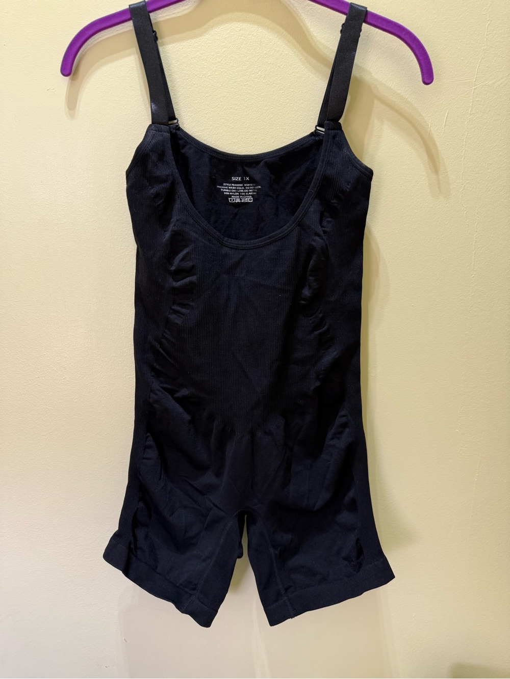 Black Shapewear Bodysuit with Adjustable Straps Plus size